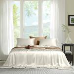 Home Blendz Bamboo Only Flat Sheet Set 1 Pc 100% Organic, Natural, Softest, 400 Thread Count Cooling Like Silk (Twin QUEEN 90*102 INCH Ivory)