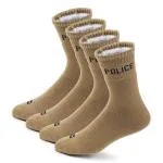 Fitness Mantra 4 Pairs Full Length Socks | Free Size| Padded Cushion| Breathable| Color-Khaki| Police|