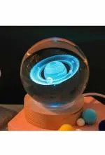 3D Planet Crystal Ball, Crystal Ball Night Lamp, Astronomy Night Lamp, Globe Table Lamp with Wooden Base, Moon Light Lamps, Novelty for Home and Bedroom | Moon Light Lamps for Children Friends Lover Birthday Gifts, Novelty Home and Room Decor