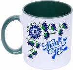 Shieldsmore Ceramic Printed Thank You Coffee/Cup for Gift | Dark Green and White Ceramic Coffee Mug (325 ml)