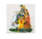 SHOP BY ROOM Ceramic God Shri Krishna and Radha Tiles for Home Entrance, Temple, Office - 6 x 6 Inch