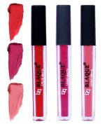 bq BLAQUE Matte Liquid Lip Gloss Combo of 3 Lipstick # 101-105-107 (12 ml, Orangish Red, Dark & Bold Pink, Coral Peach)
