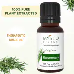 Mystiq Living Rosemary Essential Oil for Strong Healthy shiny Hair Growth, Acne Control & Reduce Dandruff, Hair Fall | Rosemary Essential Oil for Hair Growth - Pure & Natural For Hair, Skin, Body-15ml