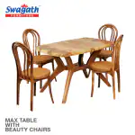 Swagath furniture Max 4 Seater Cross Leg Plastic Dining Table and 4 Nos Beauty without arm chair for Home, Garden & Cafeteria (Finish Color -Sandalwood, DIY(Do-It-Yourself))