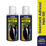 Deemark Adivasi herbal hair oil for Hair Growth & Anti Hairfall Control, For women and men | Provides Damage Protection | Non Sticky Formula | For Soft & Shiny Hair, 100ml (Pack of 2)