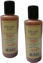 Khadi Herbal Henna Tulsi Shampoo For Hair Growth| For Dry and Frizzy Hair| Natural Hair Fall Treatment| Shampoo For Women & Men| Suitable For All Hair Types (Sulphate & Paraben Free) - 420 ml (Pack of 2)
