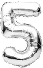 Party Midlinkerz Plastic 16 inch Silver 5th Birthday and Anniversary Celebration Foil Balloons