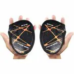 Kobo Weight Lifting Grip Pads, Hand Grips for Pull Ups, Gym Gloves for Functional Fitness Gym Fitness Gloves, Black, Orange, Free Size