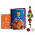Bhikharam Chandmal - Rakhi Gift Combo | Simple Kids Rakhi | Gulab Jamun 500 Gm | Lilliput Kachori | Raksha Bandhan Gift