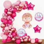 SPECIALYOU.IN Welcome Baby Decoration Items for Girls includes Rose Gold and Pink balloons for Decoration with Baby Girl Foil Balloons set- 59 Items