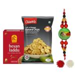 Bhikharam Chandmal & Chheda's - Rakhi | Simple Kids Rakhi | Besan Laddu | Banana Chips | Raksha Bandhan Gift