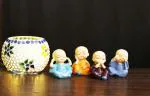 Beckon Venture Polyresin Fengshui Little Cute Baby Monk Buddha Showpiece 6.5 x 6 cm (Pack of 4)