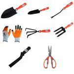 Utkarsh 3 Inch Khurpi, Scissors, Gloves, Big & Small Hand Trowels, i Weeder, Cultivator, Fork for Indoor/Outdoor Gardening Tools Kit | Durable Gardening Tools Set for Home Garden - Pack of 8 Tools