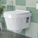 Plantex Rimless Commode for Toilet/Ceramic Rimless Western Commode/Wall Hung Commode with Soft Closing Toilet Seat - P Trap (White)