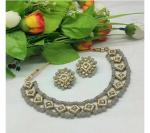 Gyaan Jewels Handmade Gold Plated Glass Earring and Necklace Set Gold (Women, Girls) (Pack of 1) Free Size