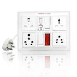 Elegant Casa 6+16 Amp Extension Board with 4 Shutter Socket with Individual Switch with Mcb and Indicator Light for Small and Large Appliances with 16 Amp Plug Top 3 Core 1.5 Mm Copper Wire 15 Meter