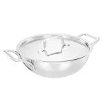 Inalsa Cookware Platinum Triply Kadhai with Lid-24cm, 3.2L| Induction Friendly (Silver)