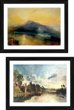 DECOR ADVENTURES The Blue Rigi at Sunrise and The Thames near Walton Bridges by JMW Turner Wall Painting 14 x 18 inch (Pack of 2)