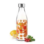 Treo Ivory Premium Glass Printed Bottle 1000 ml 1 Piece, Orange Circles