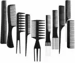 BMG IMPORT EXPORT 10Pcs Pro Salon Hair Cut Styling Hairdressing Barbers Combs Brush Set Black