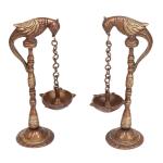 ARTVARKO Handmade Parrot Chain Hanging Diya - 7 inch (pack of 2)