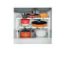 About Space Stainless Steel Adjustable Expandable Under Sink Storage Organizer Rack, Tawa Holder Shelf for Kitchen (50 cm to 70 cm, Multicolour)