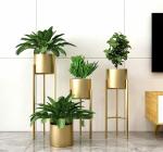 SABRI METAL Metal Floor Flower Stands Revitalize Your Space with Our Stylish Durable and Versatile Plant Pots Perfect for Indoor and Outdoor Gardens Homes and Offices Golden Planter Pot (Set of 3)