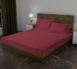 N G Products Cotton Solid/Stripes 300 TC Elasticated Fitted Double Bedsheets with 2 Pillow Covers | Breathable | Size -78X72+8 Inches for Home-Hotels-Hospital-Guest House- Baby Pink