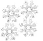 HUENISH 18-in-1 Steel Snowflake Multi-Tool Keychain Bottle Opener Tool (CH-1801, Silver)(Pack of 4)