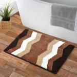 Home Diaries Classic Zig-Zag Super Soft Microfibre Bath Mat (40x60cm)- Pack of 2 | Super Absorbent Anti Skid Mat for Home/Bathroom/Bedroom/Kitchen/Door Mat/Floor Mat (Coffee)