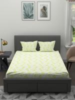 TRIDENT Impression Sage Neon Cotton Soft & Plush King Size Sheet Set with 2 Pillow Covers