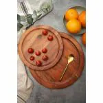 ARIYA HOME Wood Serving Platter | Snacks Serving Platter for Kitchen | Round Plate | AW-101
