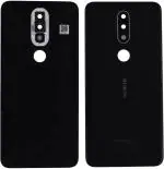 PURPLESAVVY Black Glass With Camera Ring Lens Back Panel For Nokia 6.1 Plus