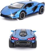 ATRI Die-Cast Metal Car Model 1:24 Lamborghini Sian Pull Back Pack of 1 Blue