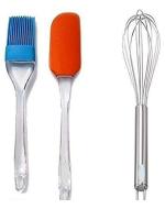 Wofier One Whisk And One Set Of Spatula And Oil Silicone Brush For Cooking - Pack Of 2