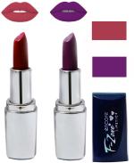 OUR BEAUTY Multicolor Creamy Matte Moisturising Lipstick Ks66, 9 G (Set Of 2)