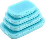 WILLGO Set of 4 Collapsible Silicone Lunch Box/Container, Super Convenient Stackable Food Storage Containers, Bento Lunch Boxes, Microwave, Dishwasher & Freezer Safe (MULTI COLOR)