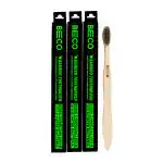 Beco Brown Bamboo Charcoal Activated Eco-Friendly Toothbrush with Soft Bristles (Pack of 3)