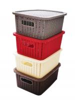 CSM Plastic Storage Box Rectangular Storage Baskets with Lid - Multi color Pack of 4 Pcs