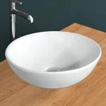 Plantex Platinium Ceramic Tabletop Round Wash Basin/Countertop Bathroom Sink (White, 15.5 x 15.5 x 5 Inch)