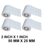 VCR 2 x 1 Direct Thermal Barcode Label Sticker - 2 x 1 inches - 50mm x 25mm - 2 Ups - 2000 Labels Per Roll - Pack of 4 Rolls -White Self Adhesive Sticker for Printing Barcoding Labels 1 inch core