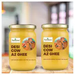 Nutrifarms Pure Ghee Cow A2 Cow Ghee For Gives Strength | A2 Desi Ghee For Delicious Food | Pure Cow Ghee For Glowing Skin | Good For Gut | Healthy Heart | Cow Desi Ghee (Pack Of - 2) Each 500Ml