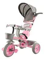 Maanit Toyzoy Tricycle with Canopy Dual Storage Basket With Parental Handle Control Safety Guardrail comfort Seat Model_604 for Kids|Boys|Girls Age Group 2-5 Years Tricycle (Pink)