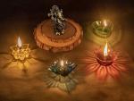 NORIDY 12 Pieces 3D Reflective Shadow Diyas for Diwali Decoration Item for Home Decor Transparent Oil and Water Diya Deepawali Decoration Diya bati Reflection TeaLight Diya Set (12)