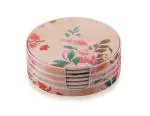 Sunlife - Orchid Floral Tea Coaster - Plastic 6 pcs Coaster with Stand, Circular Table Coaster for Tea Cups, Coffee Mugs, Beer Cans, Bar Tumblers & Water Glasses (Orchid_Pink)