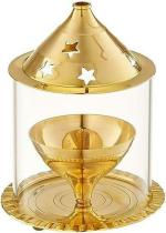 T-KA108 Brass Akhand Diya with Borosilicate Glass Brass Table Diya Set Brass Table Diya  (Height: 7 inch)
