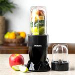 Borosil NutriFresh PB31 Portable Mini-Blender & Grinder, 500 ml Blending Jar, 300 ml Chutney Jar, For Blending Smoothies & Chutneys, Dry Grinding Spices, Black, 400 W
