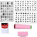 Royalkart Nail Art Stamping Jumbo Image Plate D.I.Y With Double-Sided Stamper, Metal Scraper, 5pcs Double-Sided Dotting Tool