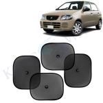 Kingsway Car Curtain Sticky Sun Shade Universal Use for Maruti Suzuki Alto, 2000 - 2012 Model, Color : Black, Mesh, Pack of 4 Piece Car Sun Shades Blinds Cover