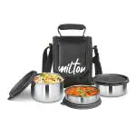 Milton Tasty 3 Stainless Steel Lunch Box, Black
